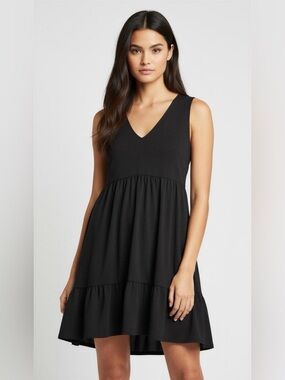 Calvin Klein Black Sleeveless V-neck Midi Sundress